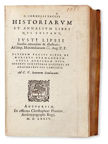 TACITUS, PUBLIUS CORNELIUS.  Historiarum et annalium libri qui exstant.  1574